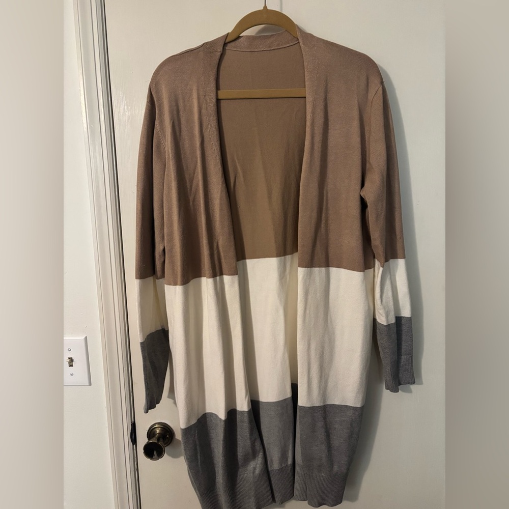 Colorblock Open Front Cardigan